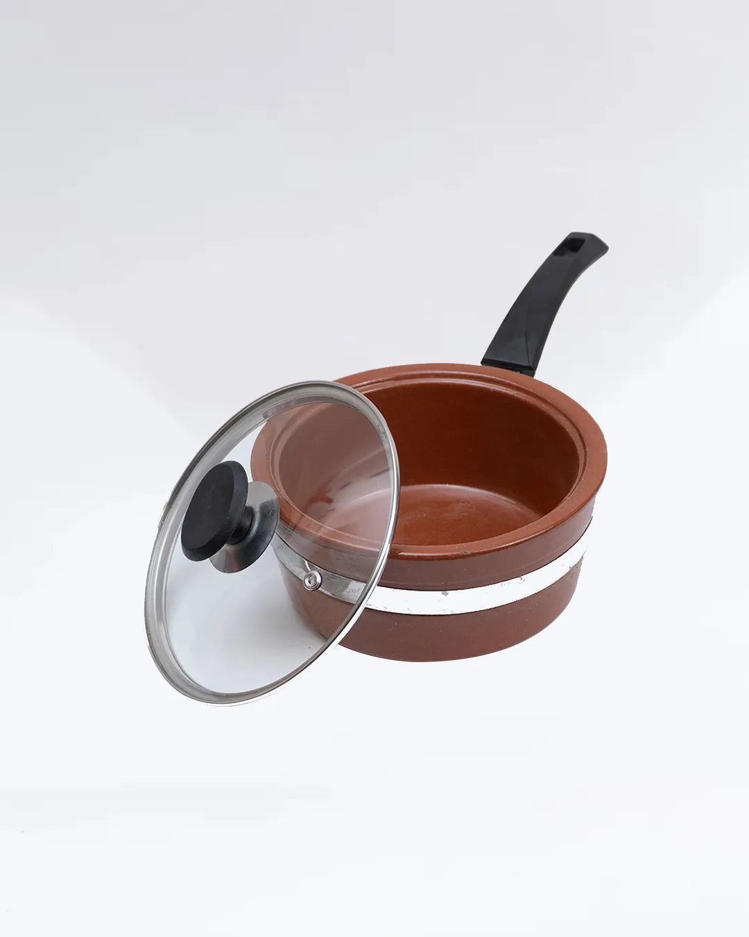 Ceramic pot with a lid on a white background