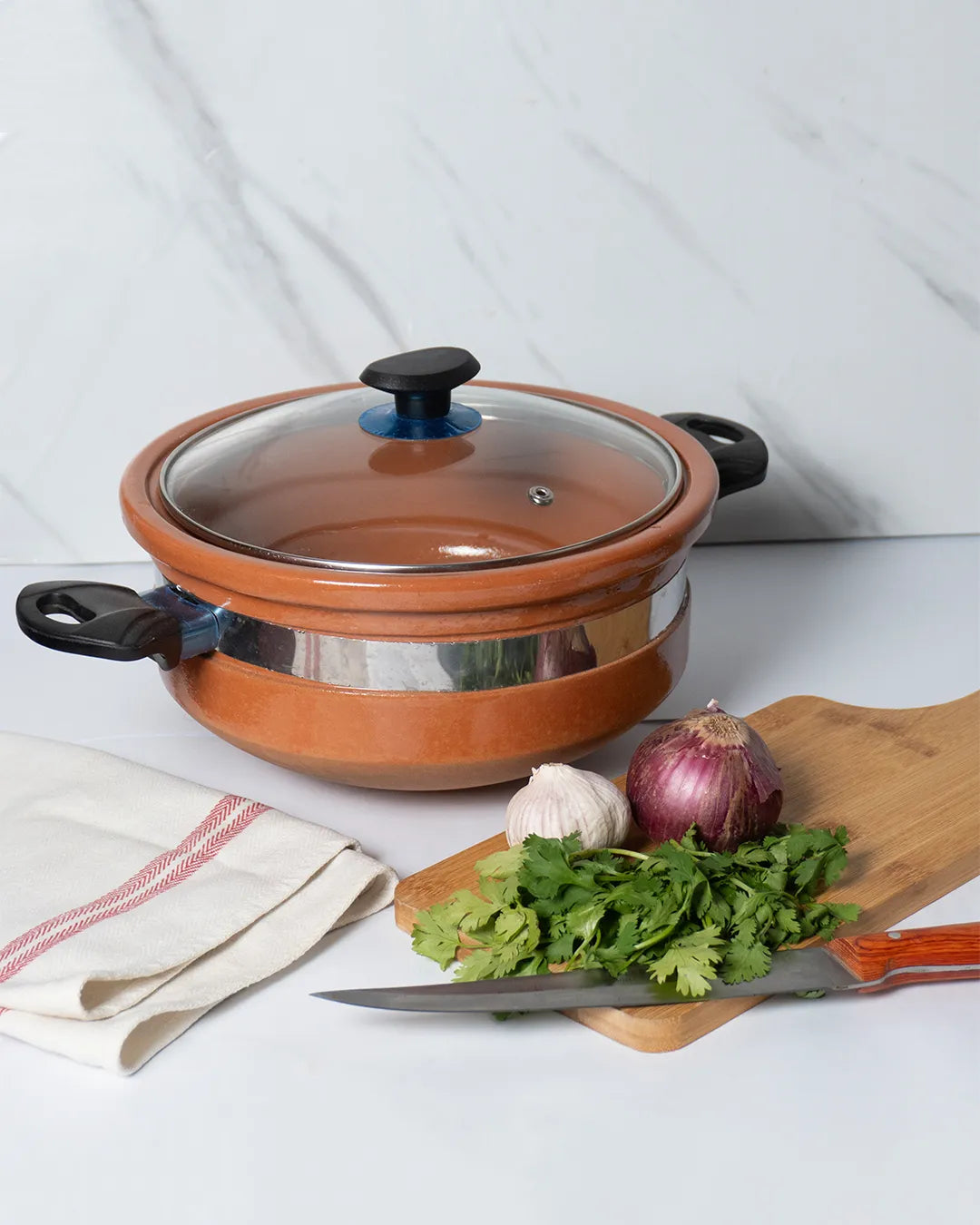 Round Glazed Clay Karahi