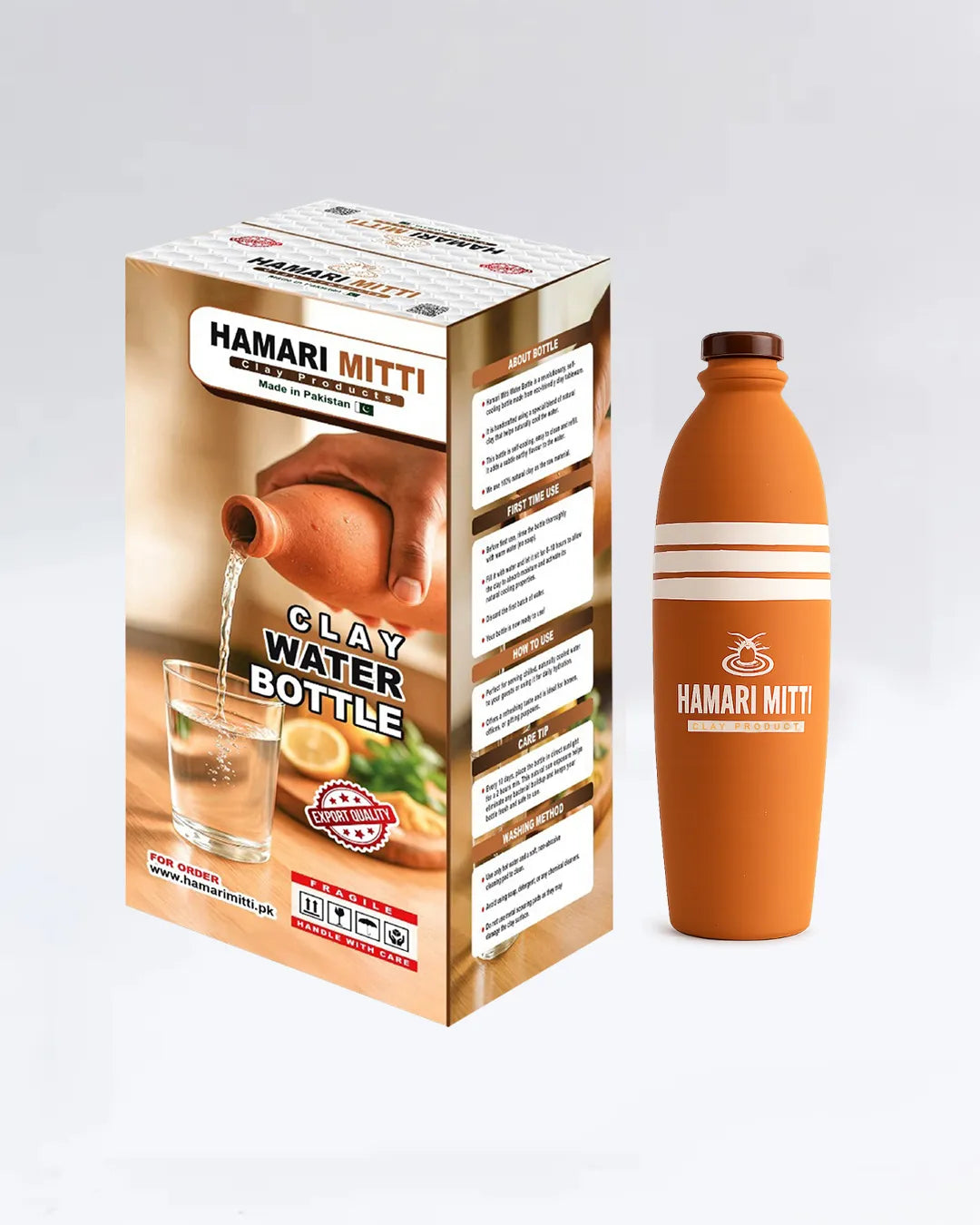 Handcrafted Clay Water Bottle 600ml