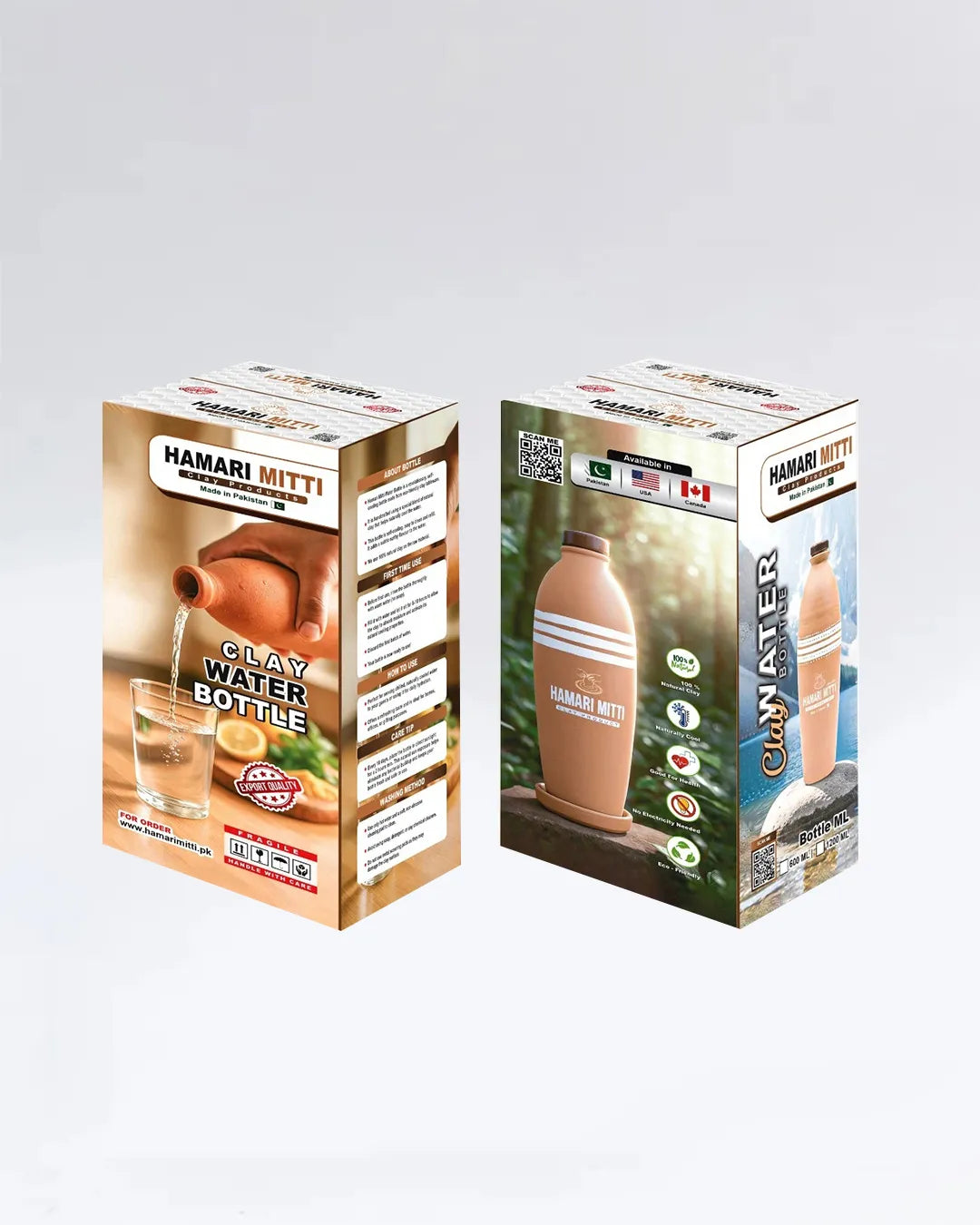 Handcrafted Clay Water Bottle 600ml