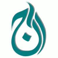 Teal abstract flame-shaped logo with a stylized droplet outline and a small tilted square inside the center.