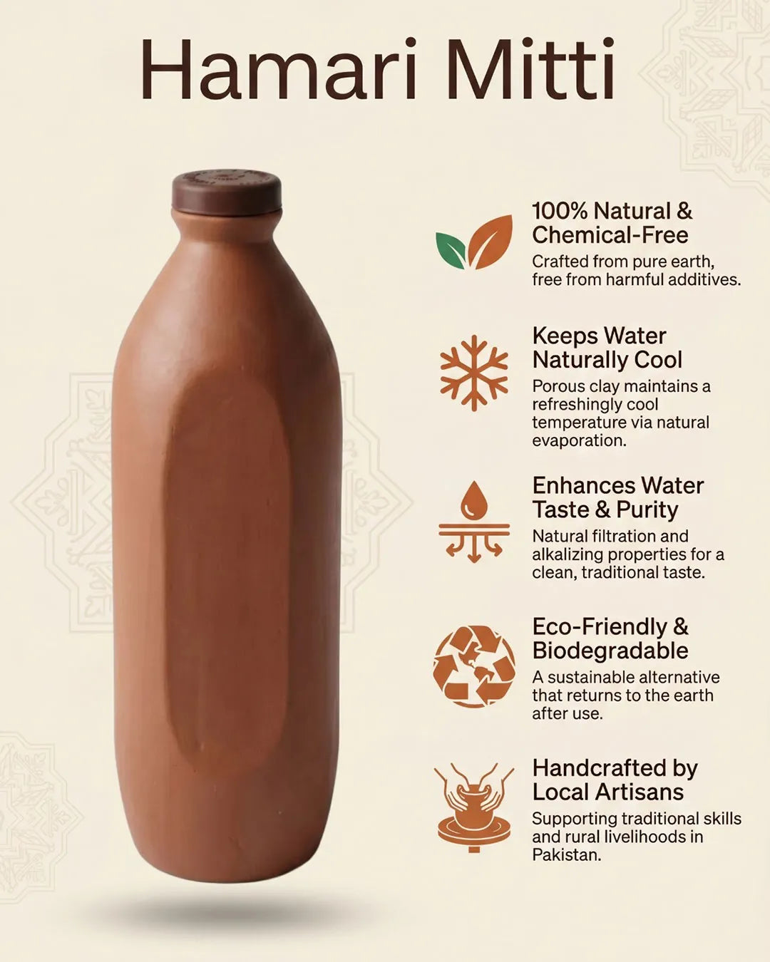 Slim Clay Bottle 600ml
