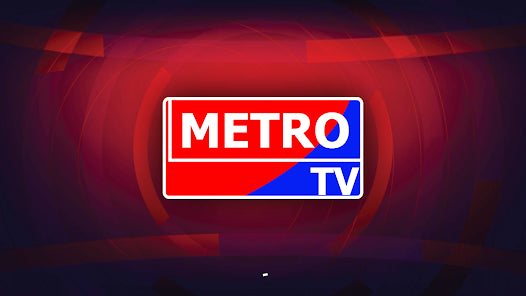 Metro TV logo on a red and blue abstract background